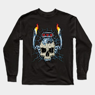 skull with car engine and nitro Long Sleeve T-Shirt